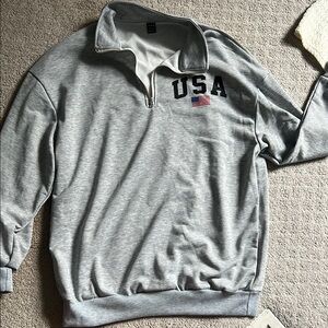Gray USA Quarter-Zip Sweater